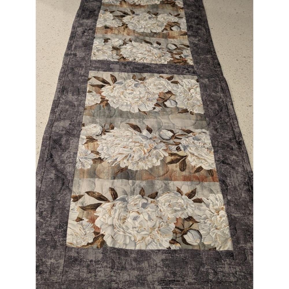 Quilted Placemats (6) and Table Runner (1) Set Of 7 - Reversible Floral Peonies - Picture 2 of 14